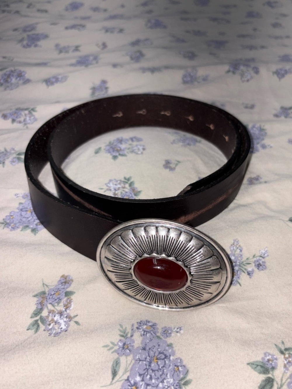 Zara Brown Leather Belt with Silver Buckle